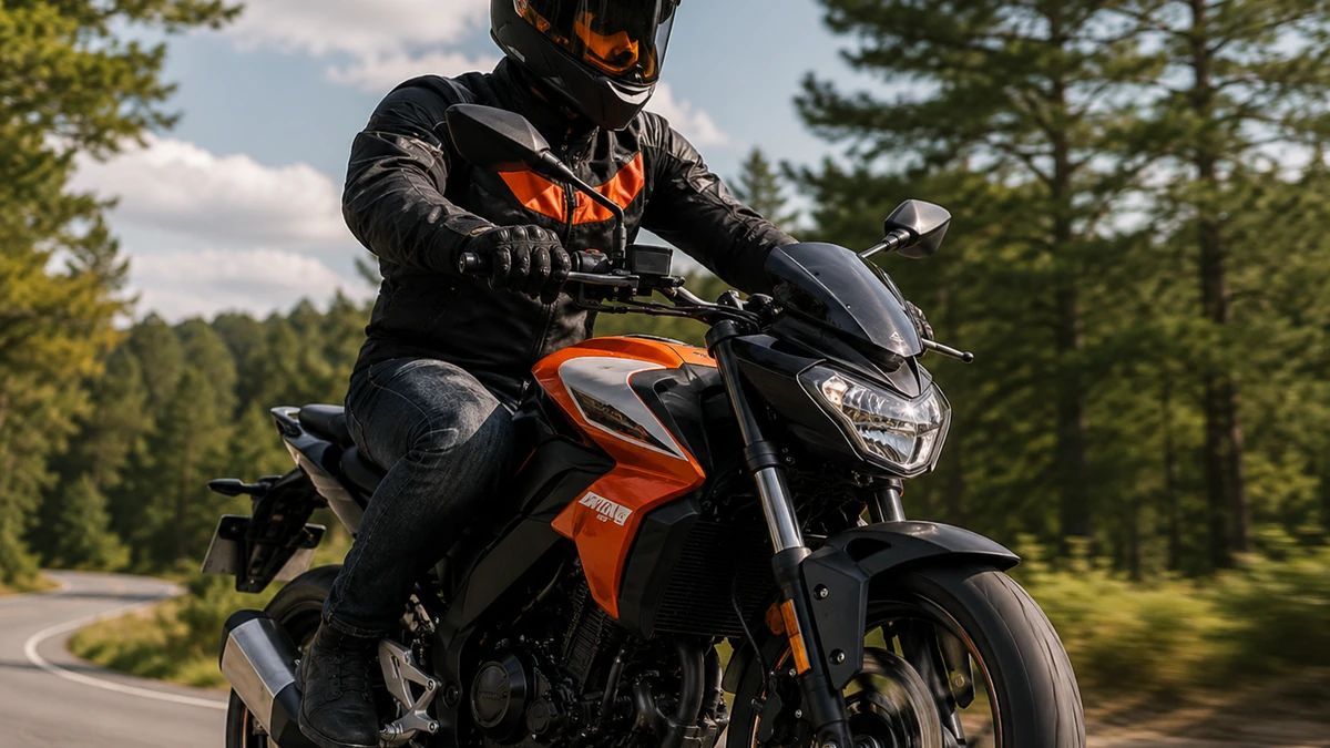 Motociclista em rodovia representando baterias para motocicletas